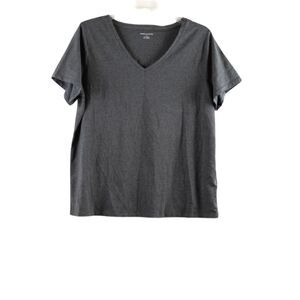 Amazon Essentials Gray Women's Casual Short Sleeve Shirt V Neck Pullover 2X 052